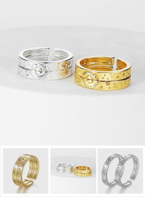 Sun And Moon Lover Matching Sun Moon Matching Ringss - Couple Ring