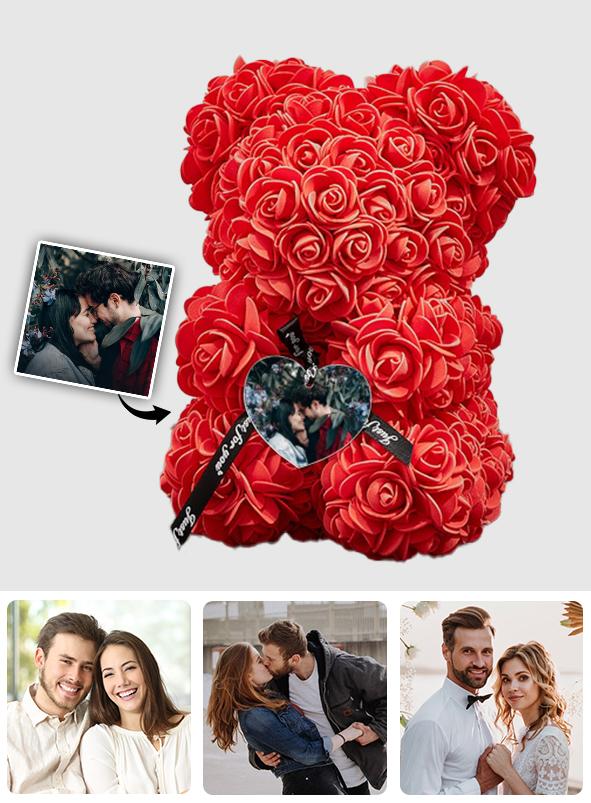 Love You Forever - Personalized Couple Rose Teddy Bear