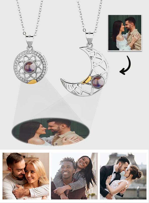 Personalized Sun And Moon Couple Projection Necklace
