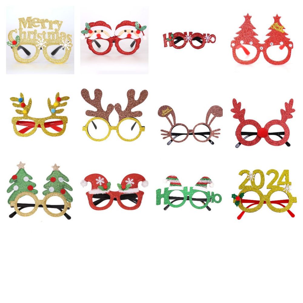 Merry Christmas - Glitter Christmas Party Glasses Frame