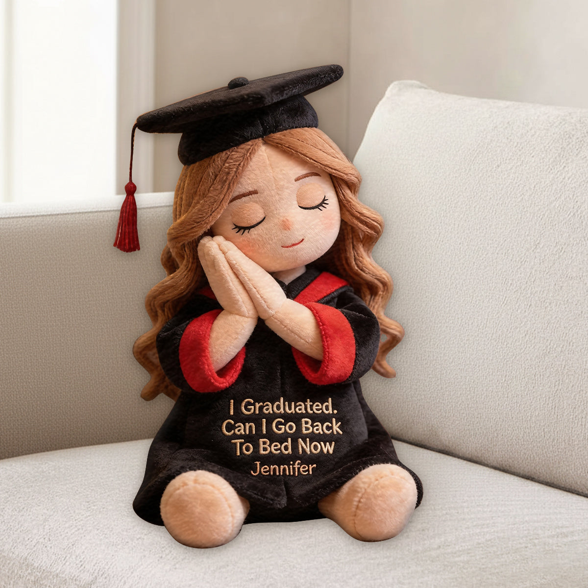 Can I Go To Bed Now - Personalized Graduation Premium Faux Fur Pillow