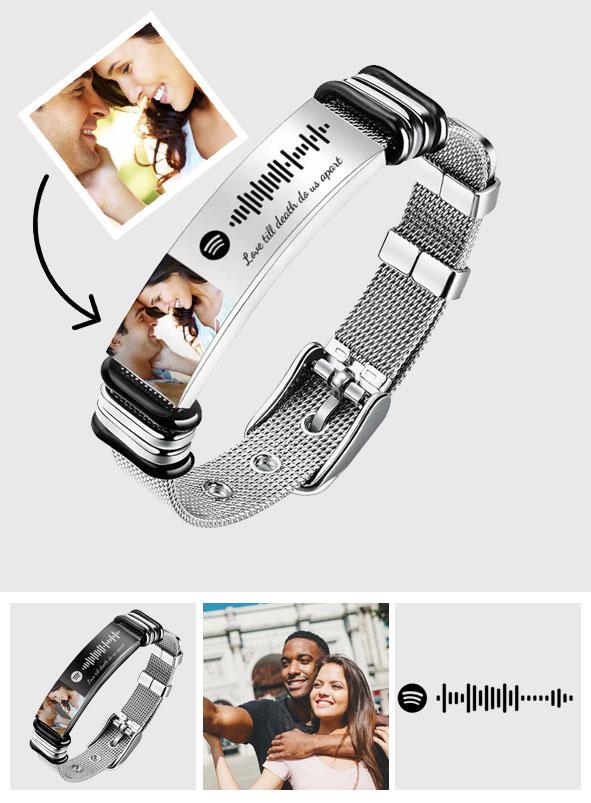 Scannable Spotify Code For Couple - Personalized Couple Spotify Code Bracelet