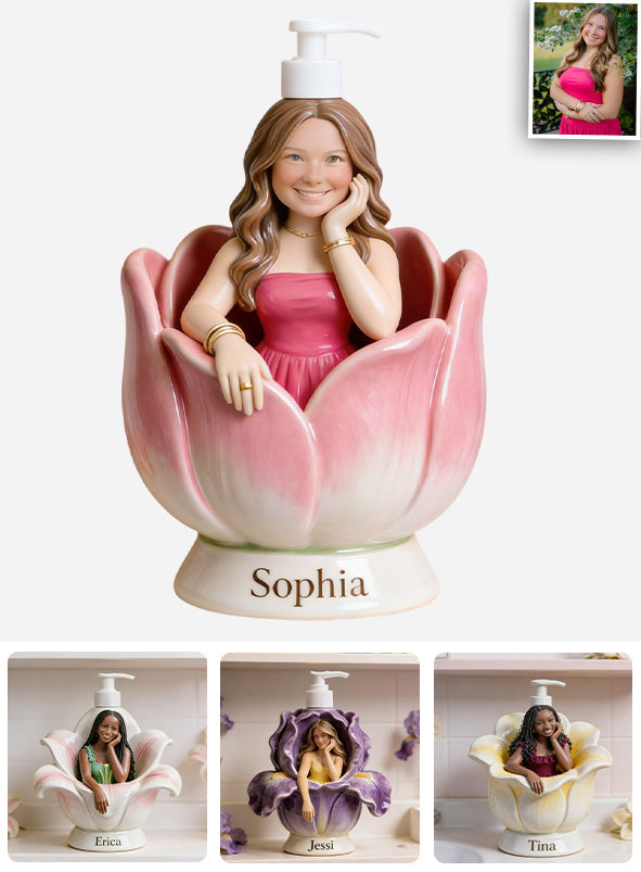 Custom Any Photo Favorite Flower - Personalized Flower Lover Soap Dispenser