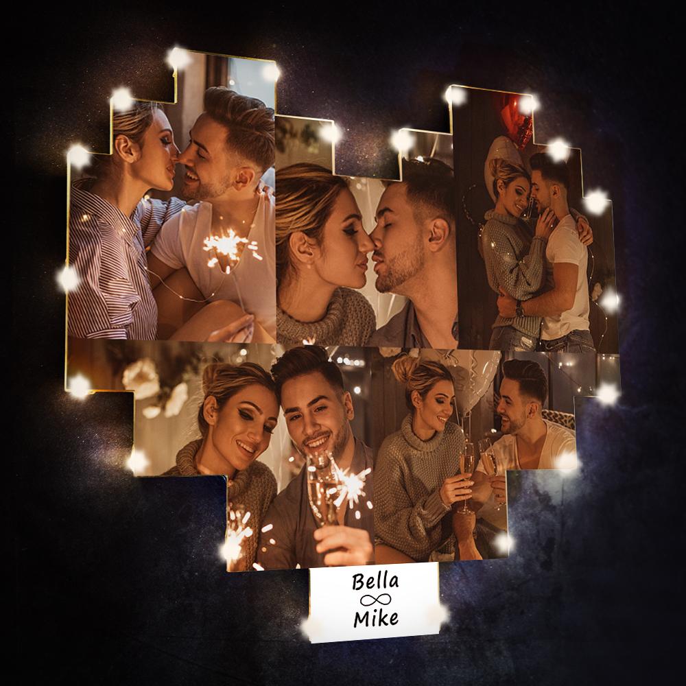 Custom Heart Photo Lamp - Personalized Couple Lamp