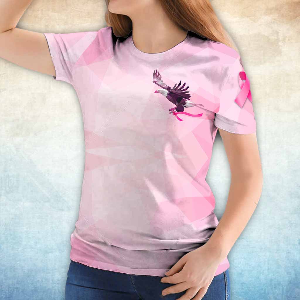 Be Stronger Than The Storm Pink Ribbon Eagle Polygonal - Breast Cancer Awareness All Over T-shirt and Hoodie