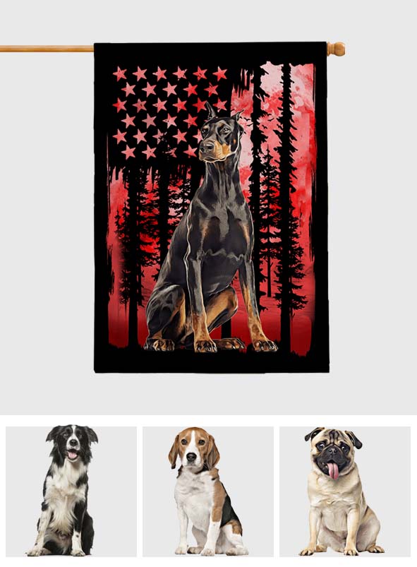 Red Flag Independence Day - Personalized Dog House Flag