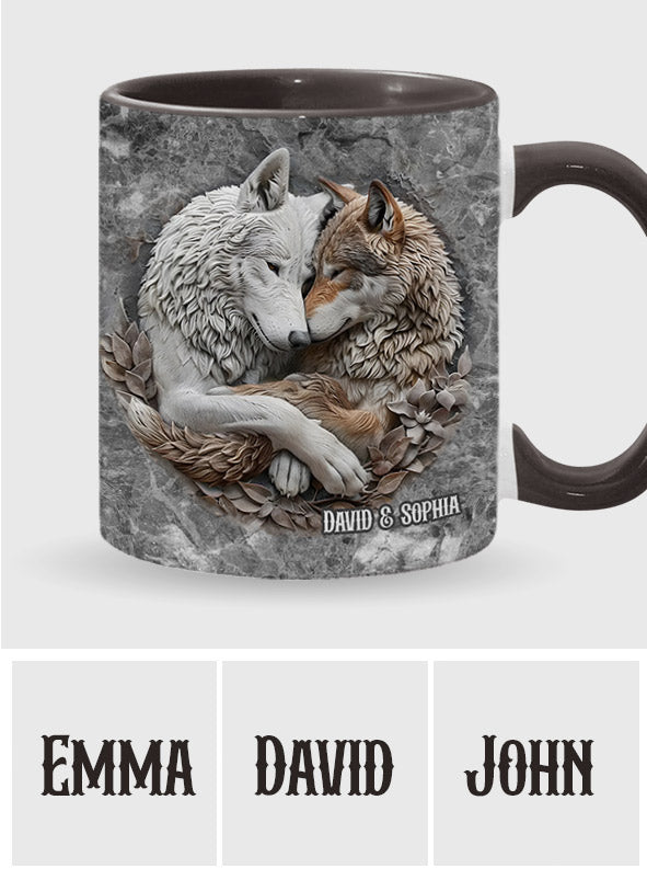 Wolf Couple - Personalized Wolf Accent Mug