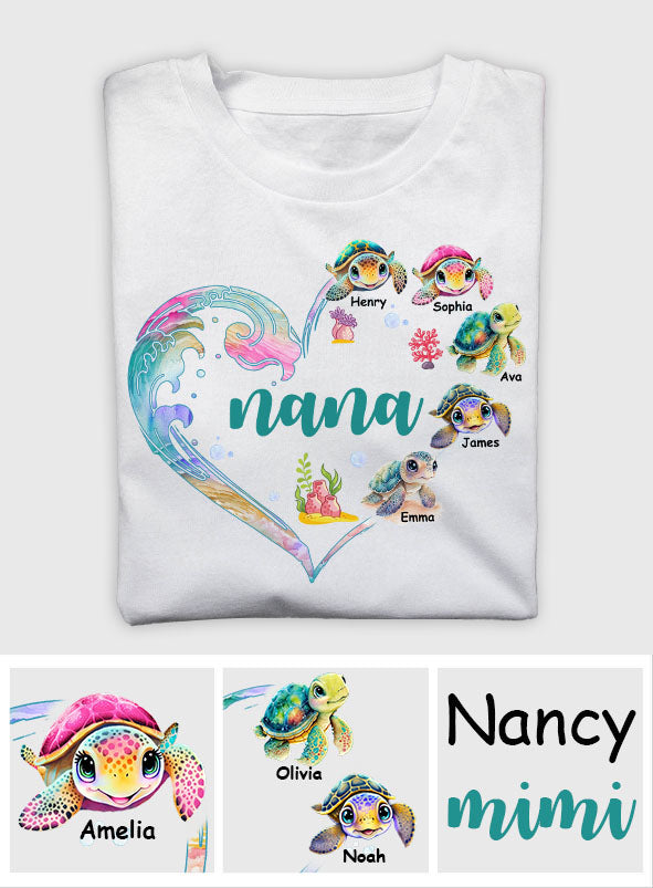 Nana's Little Turtle - Personalized Grandma T-shirt And Hoodie