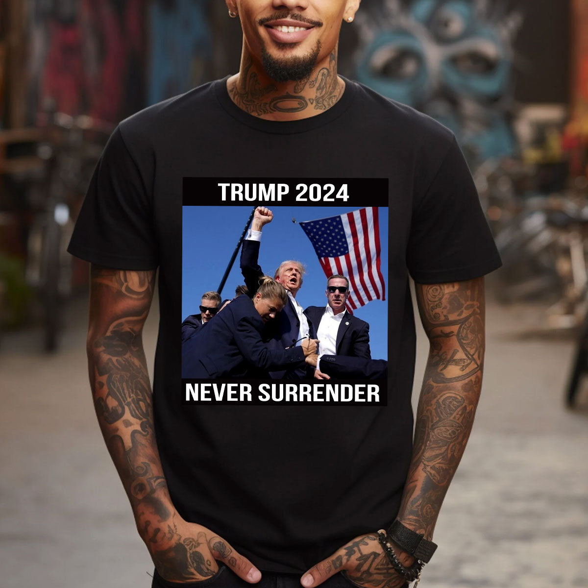 Trmp Sh0t T-Shirt Top | Donald TRMP 2024 Never Surrender Shirt Mugsh*t Tee
T-shirt & Hoodie