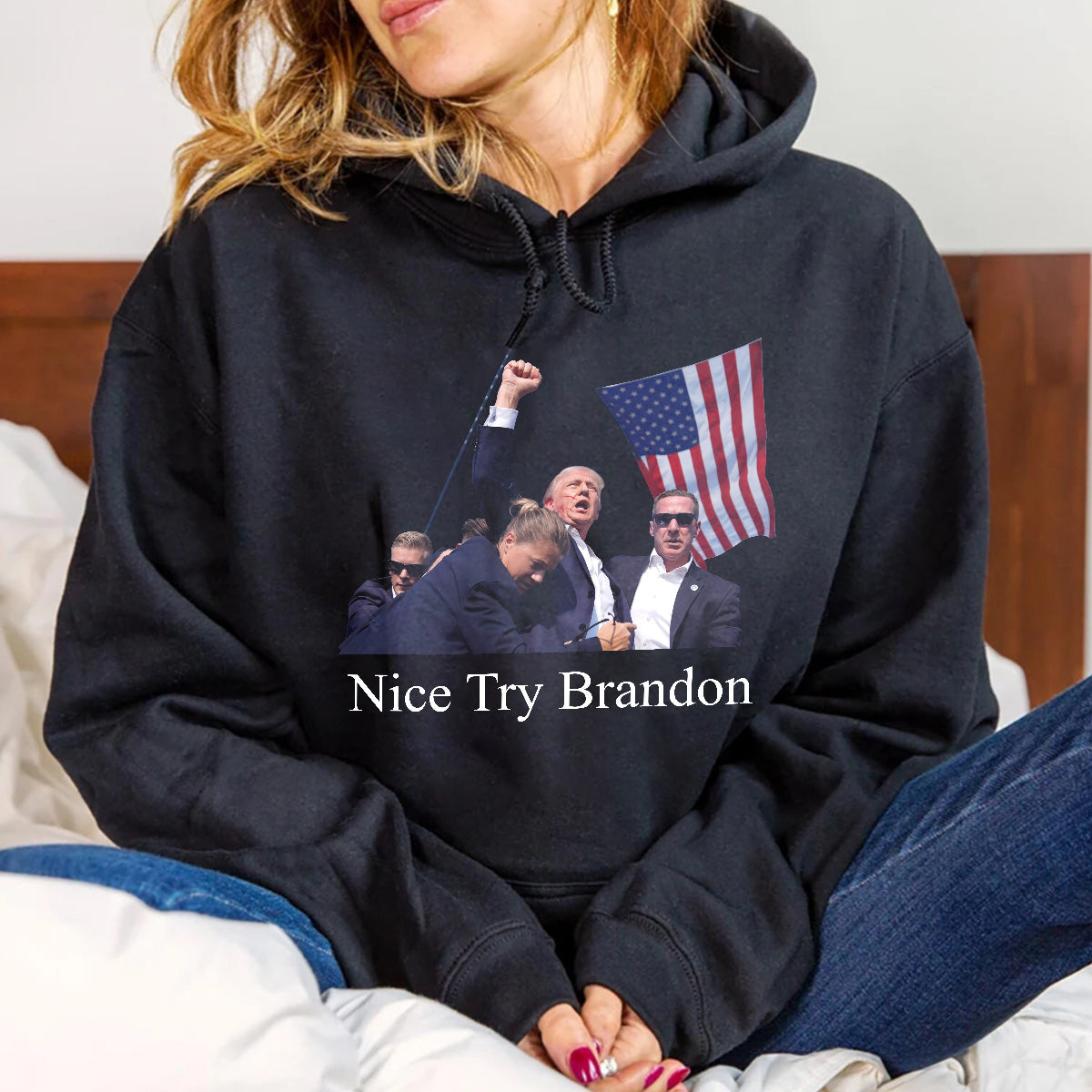 Nice Try Brandon Shirt, Never Surrender Shirt, Fight For America T-shirt, 2024 Rally Shirt, Fight Fight Fight Shirt T-shirt & Hoodie