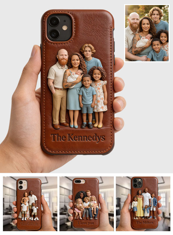 Custom Any Photo - Personalized Family Leather Phone Case