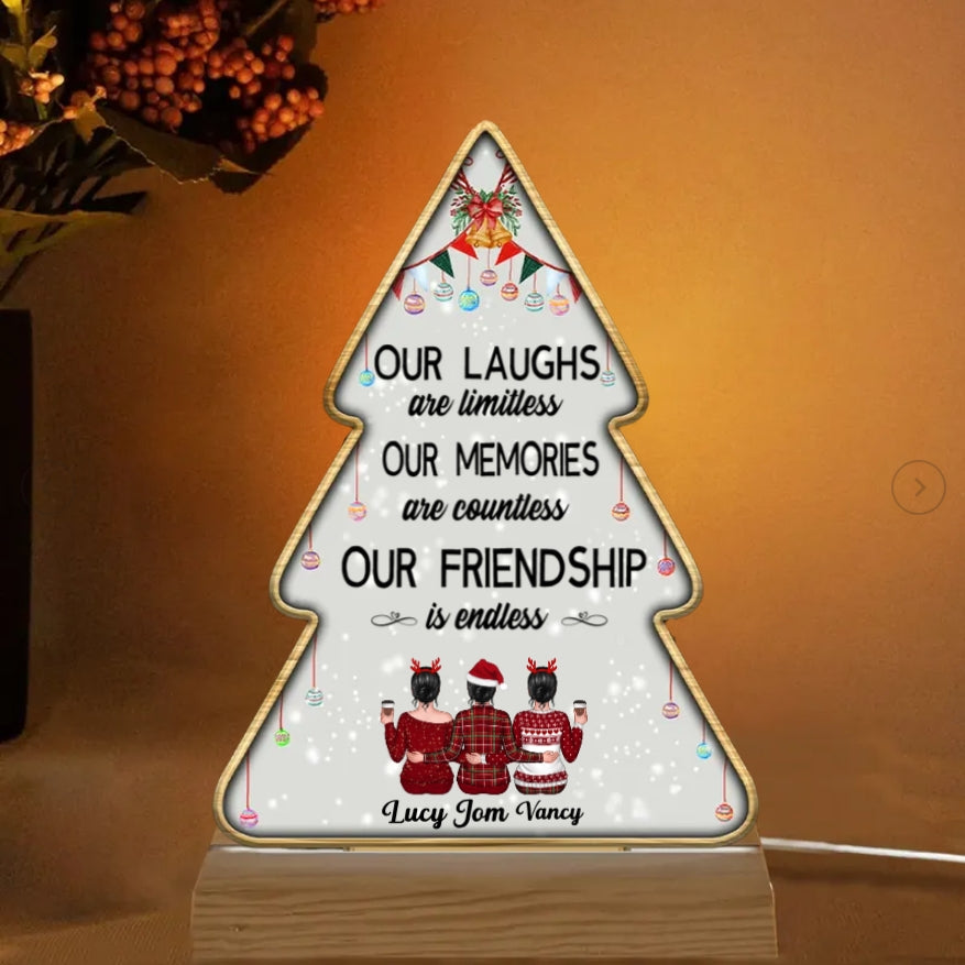 Besties - Our Laughs Are Limitless Our Memories Are Countless Our Friendship Is Endless - Personalized Plaque, Ornament, Beauty Tools, Jewelry, Cup - Perfect Friendship Gift