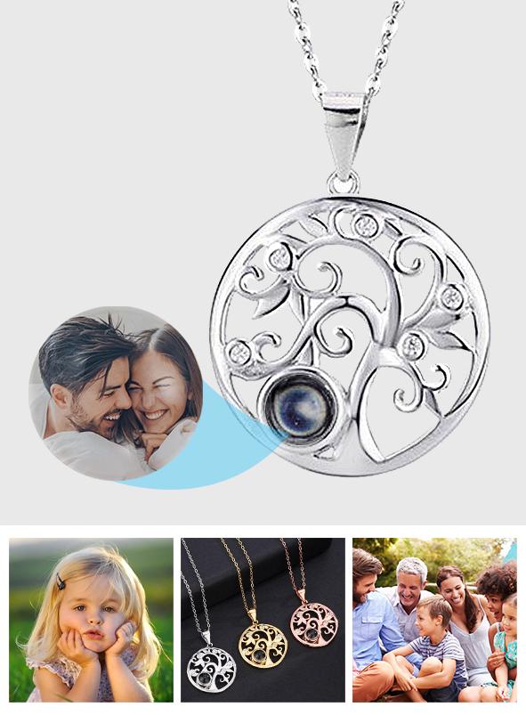 Love Tree Shape Photo Projection Charm - gift for anyone, who lost a loved one - Personalized Necklace
