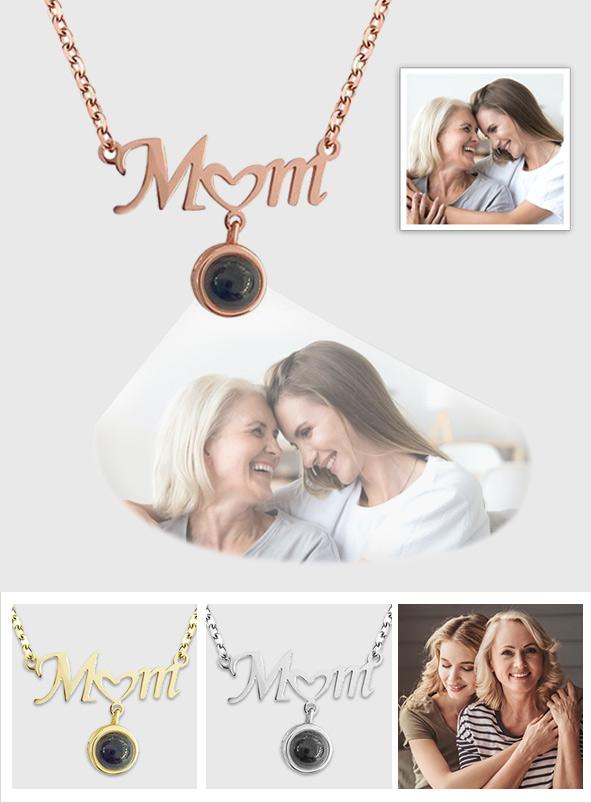 Mom's Heart - Personalized Mother Mom Photo Projection Necklace