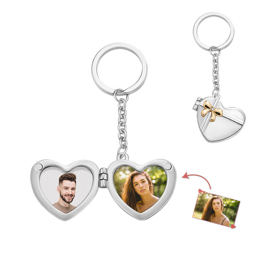 Heart Gift Locket - Personalized Couple Photo Hear Locket Keychain