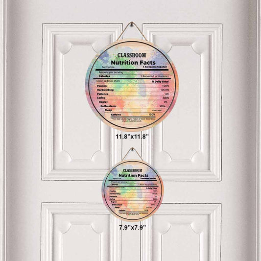 Teacher Nutrition Facts Personalized Round Wood Sign