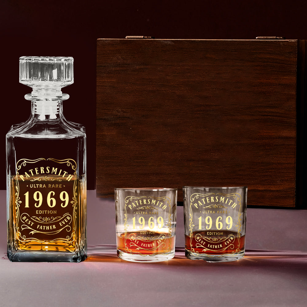 Best Gift For Wiskey Bourbon Cognac... Loving Dad Husband.... - Personalized Whisky Whiskey Decanter Set