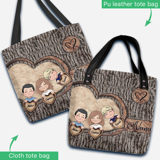 Whenever You Touch This Heart - Personalized Grandma Tote Bag