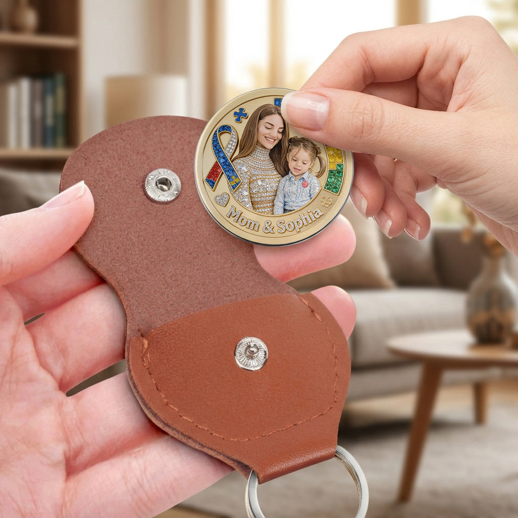 I Love You - Personalized Autism Awareness Pocket Coin Keychain
