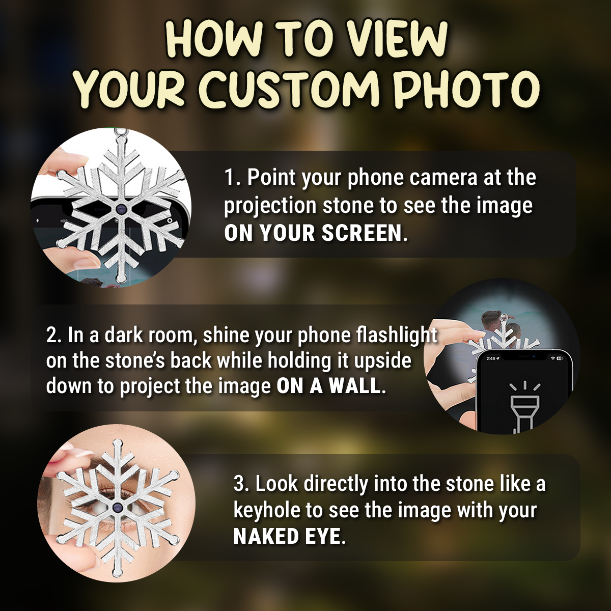 Personalized Photo Projection Ornament for Mom Remembrance – Snowflake Keepsake, Comforting Holiday Gift with Heartfelt Message