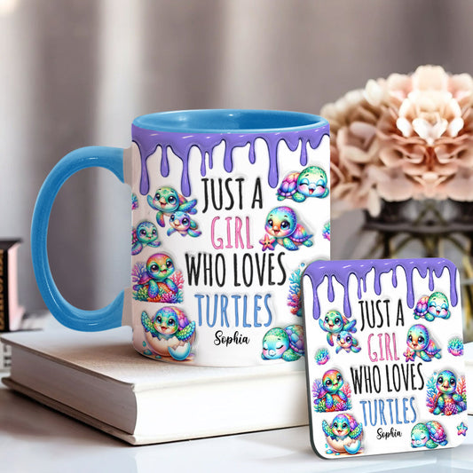 Just A Girl Who Loves Turtles - Personalized Turtle Accent Mug