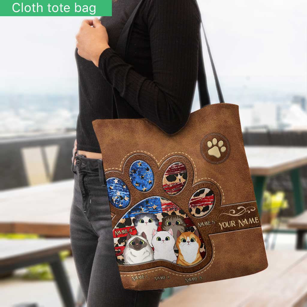 The Cats Of July - Personalized Independence Day Tote Bag