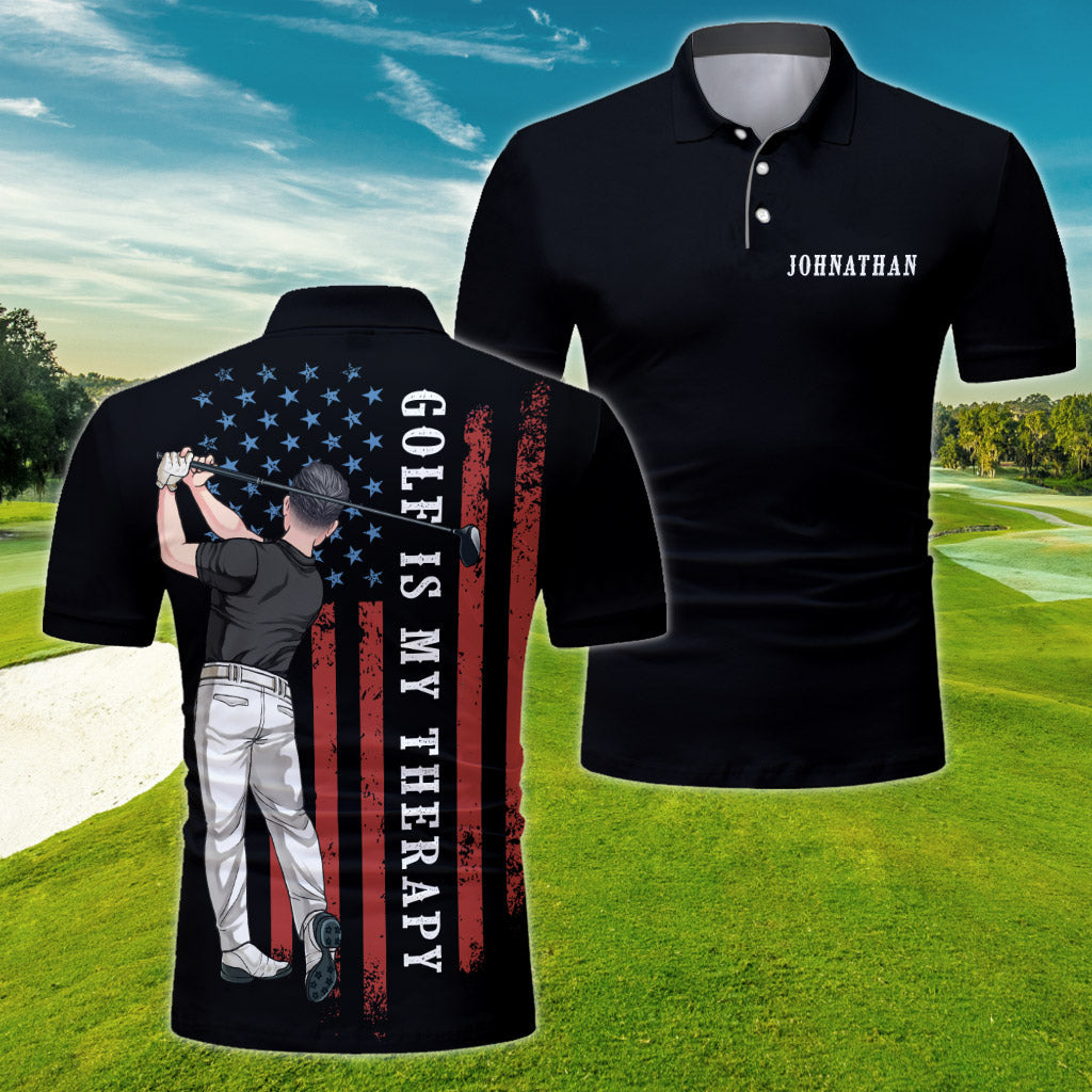 Golf Is My Therapy - Personalized Golf Polo Shirt
