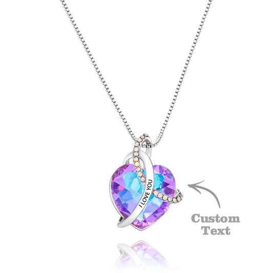 Crystal Love Heart - Personalized Couple Crystal Heart Engraved Necklace