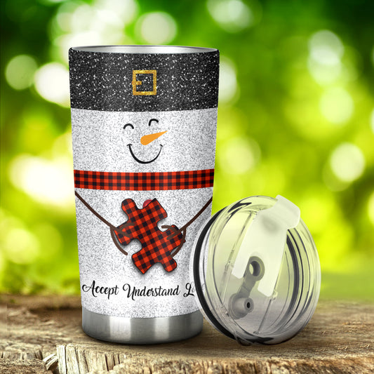 Accept Understand Love - Autism Awareness Tumbler With Faux Glitter Print 0622