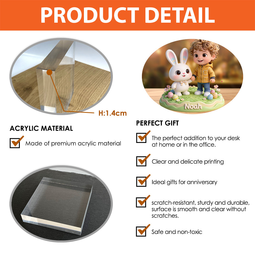 Custom Any Photo Best Easter Gift - Personalized Kid Custom Shaped Acrylic Plaque