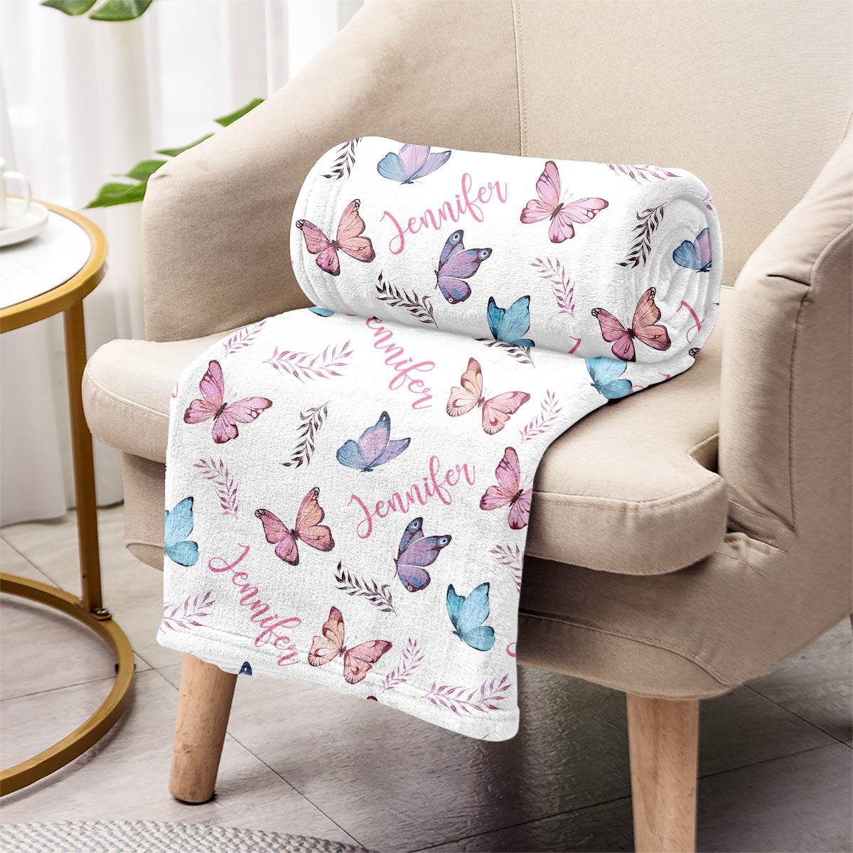 Butterfly Custom Name - Personalized Aunt Blanket