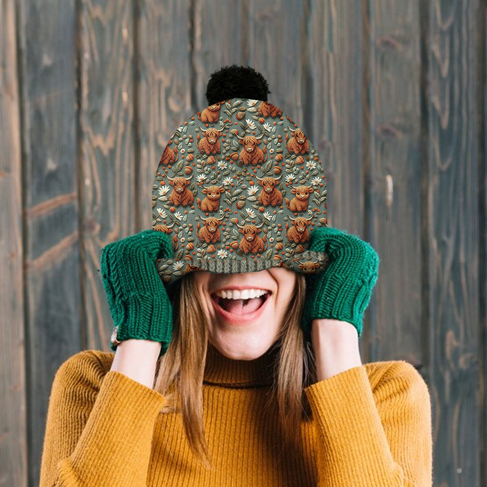 Highland Cow Farm - Personalized Highland Cow Beanie Hat