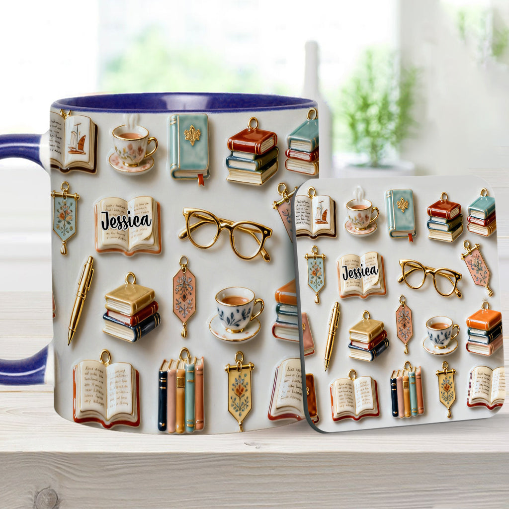 Just A Girl Who Loves Books - Personalized Book Accent Mug & Coaster