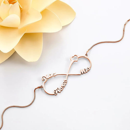 Personalized Three Names Infinity Necklace