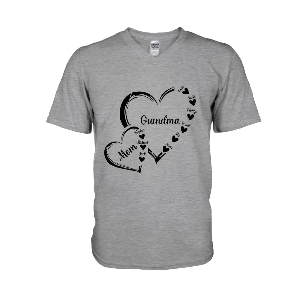 Grandma/Mom/Nana Heart - Personalized Grandma T-shirt And Hoodie