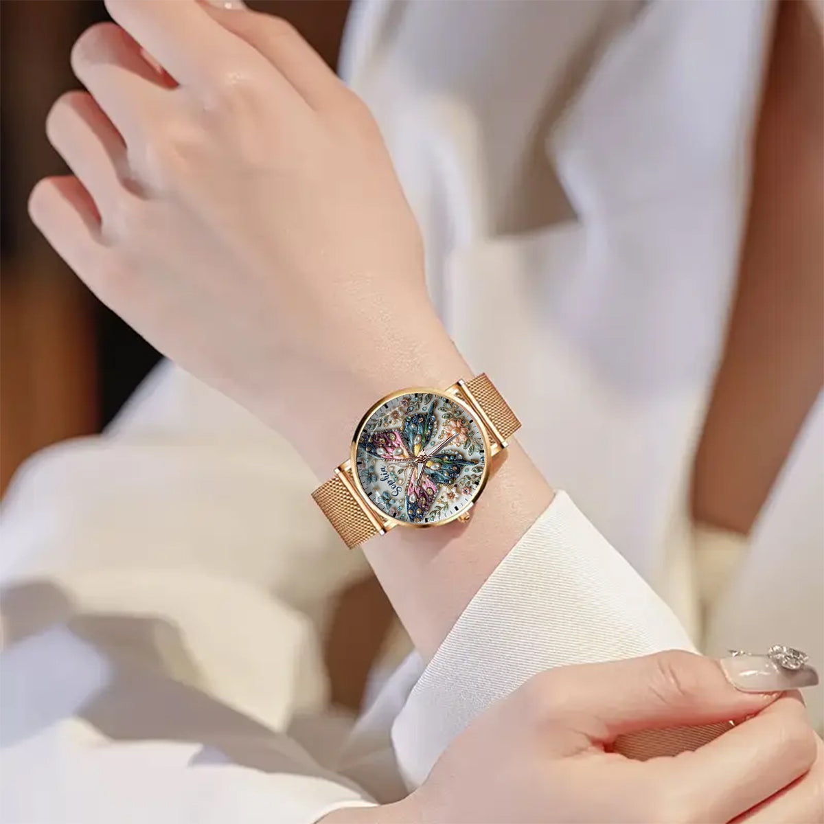 Beautiful Butterfly - Personalized Butterfly Women Hand Watch