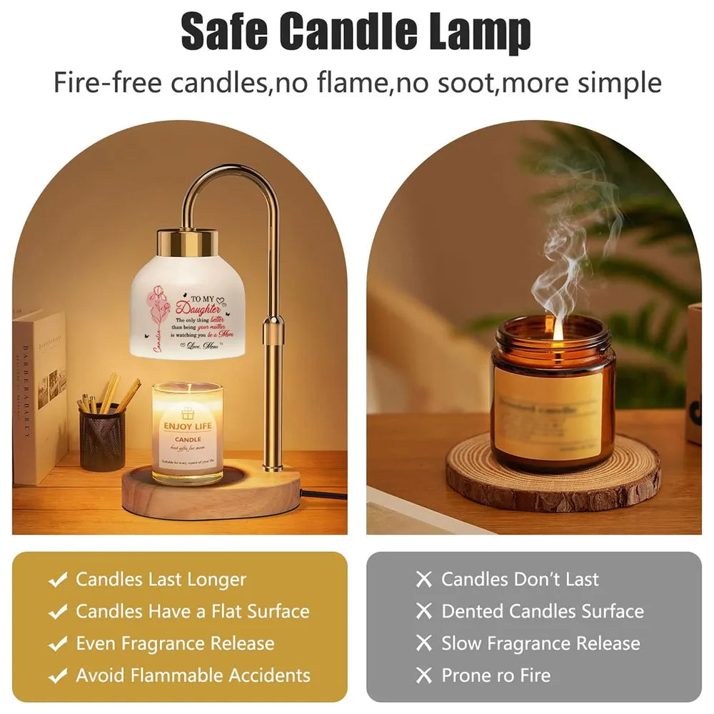 Candle Warmer Lamp Personalized for Daughter, Heartwarming New Mom Message, Sweet Bedroom Nightstand Gift