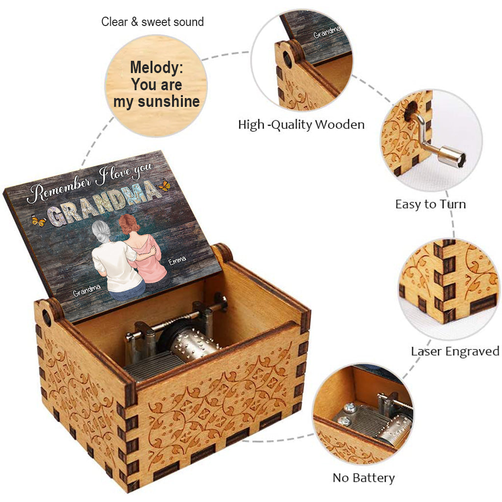 Remember We Love You - Gift for mom, grandma, aunt - Personalized Hand Crank Music Box