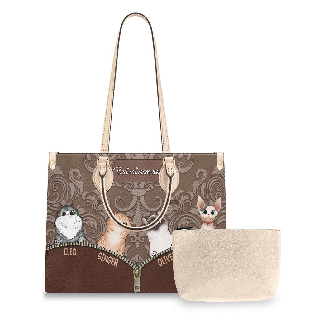 Best Dog Mom Ever - Gift for mom, mom, dog lover, cat lover - Personalized Leather Handbag