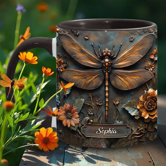 Vintage Soul - Personalized Dragonfly Accent Mug
