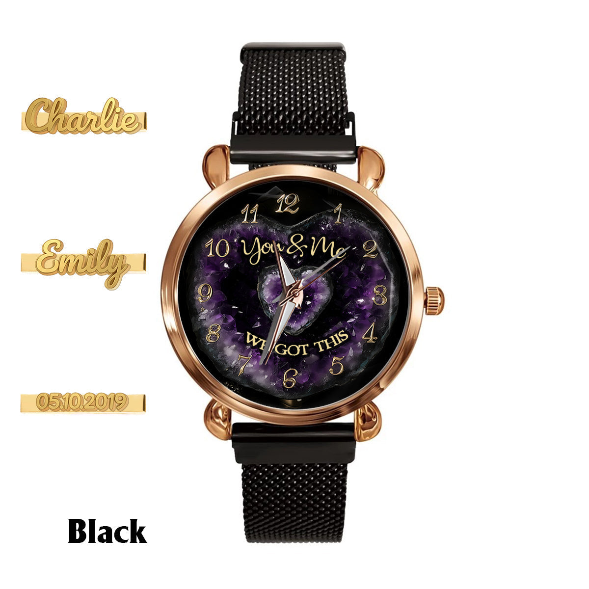 You & Me We Got This - Personalized Couple Women Hand Watch With Strap Charms