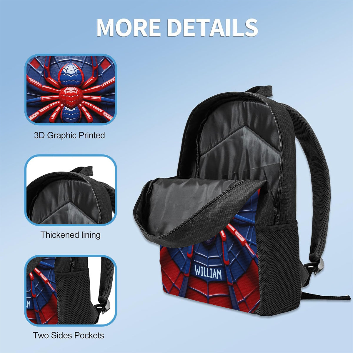 Spider - Personalized Kid Backpack Lunch Bag Pencil Case Set