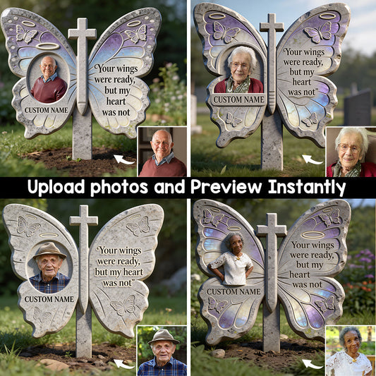 Your Wings Were Ready - Personalized Memorial Acrylic Garden Sign/ Acrylic Plaque Sign