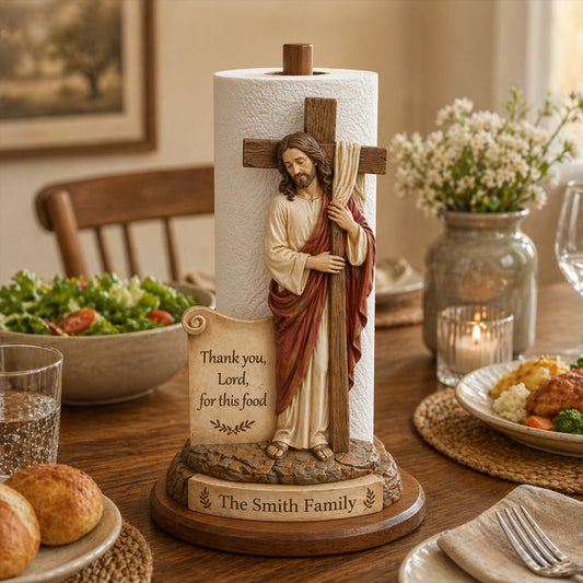 Thank You, Lord, For This Food - Personalized Christian Paper Towel Stand