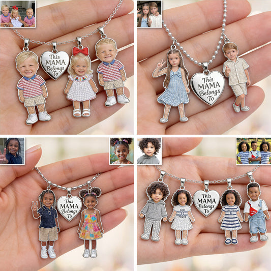 This Mom Belongs To - Personalized Mother Metal Necklaces With Pendants