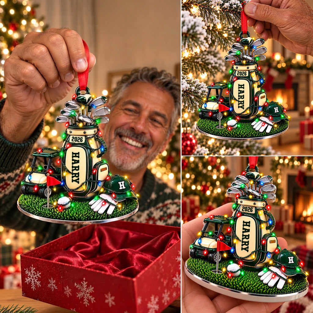 Golfer Dad 2026 - Personalized Golf Premium 3D Ornament