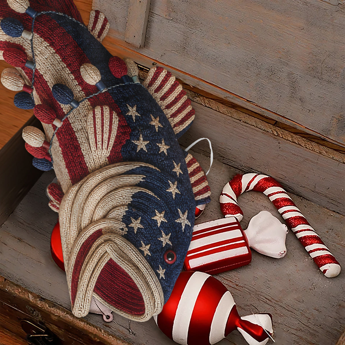 250 Years Gift For Fishing Lovers - Personalized Fishing Shaped Christmas Stocking