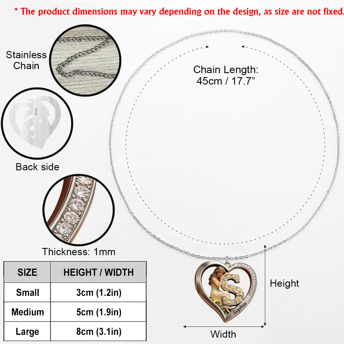 Love Yourself - Personalized Birth Month Flower Shaped Metal Pendant Necklace