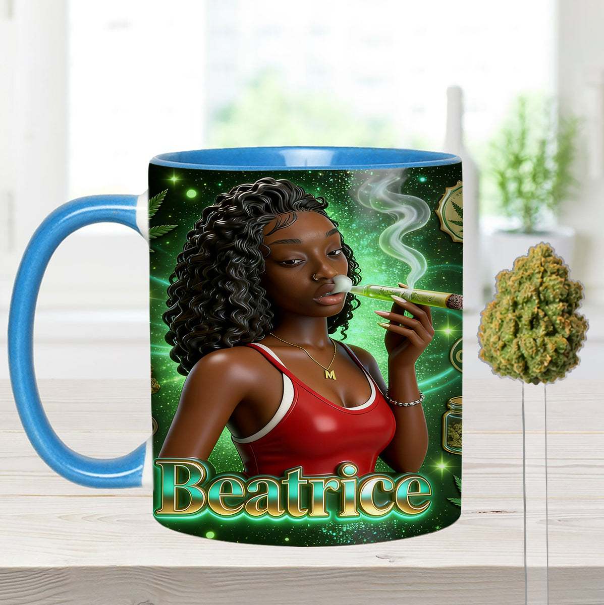 Love Weed - Personalized Weed Set Accent Mug with Acrylic Stirrers