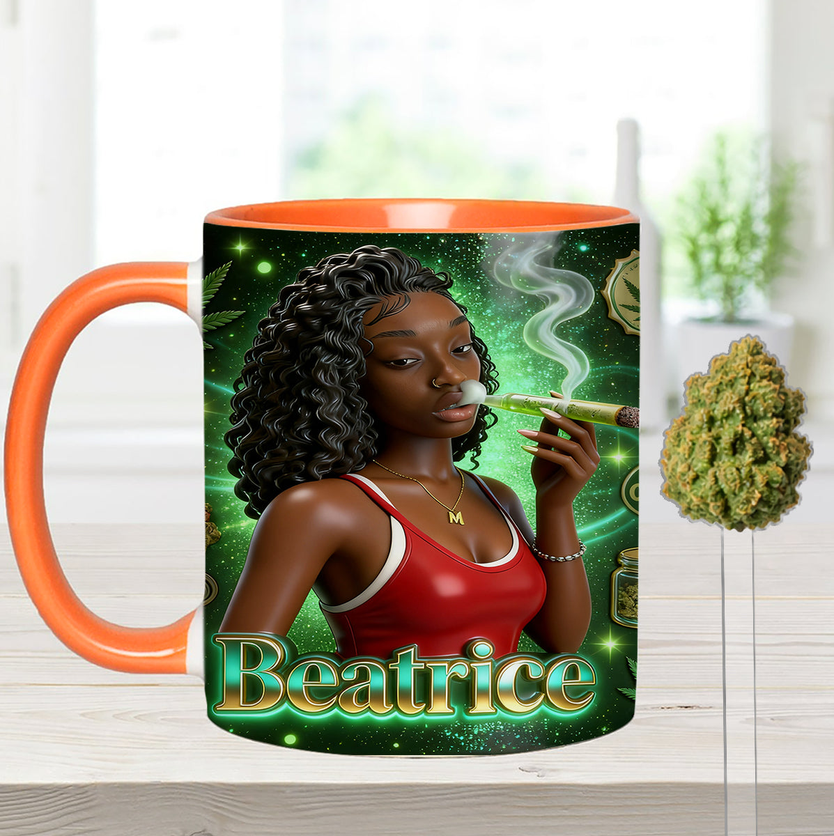 Love Weed - Personalized Weed Set Accent Mug with Acrylic Stirrers